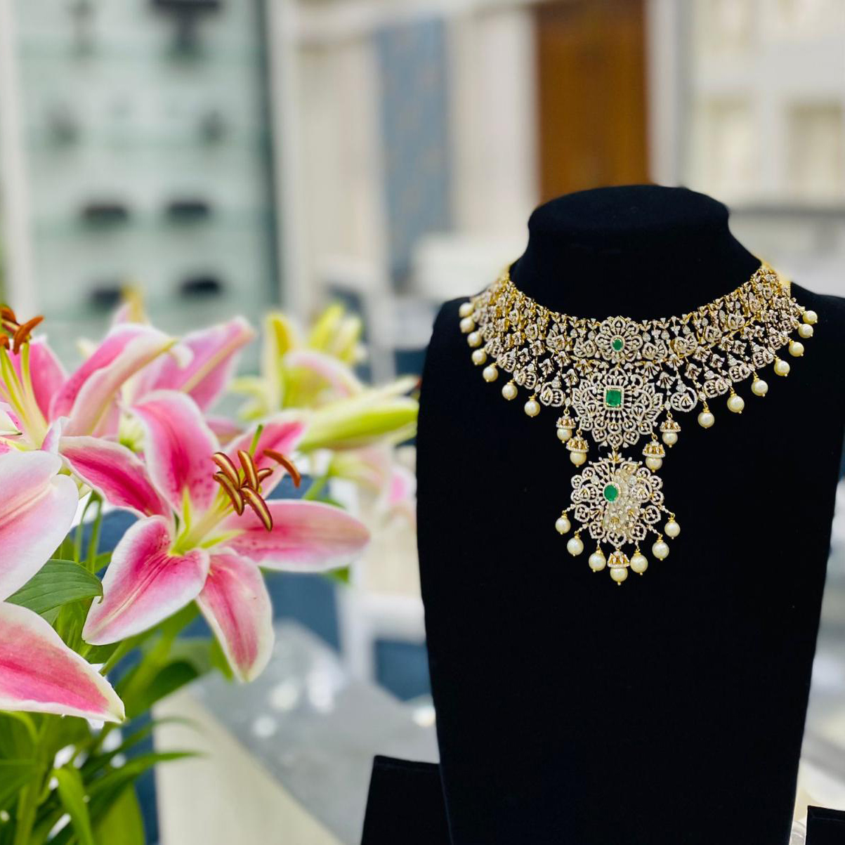 Triple Pendant Bridal Choker